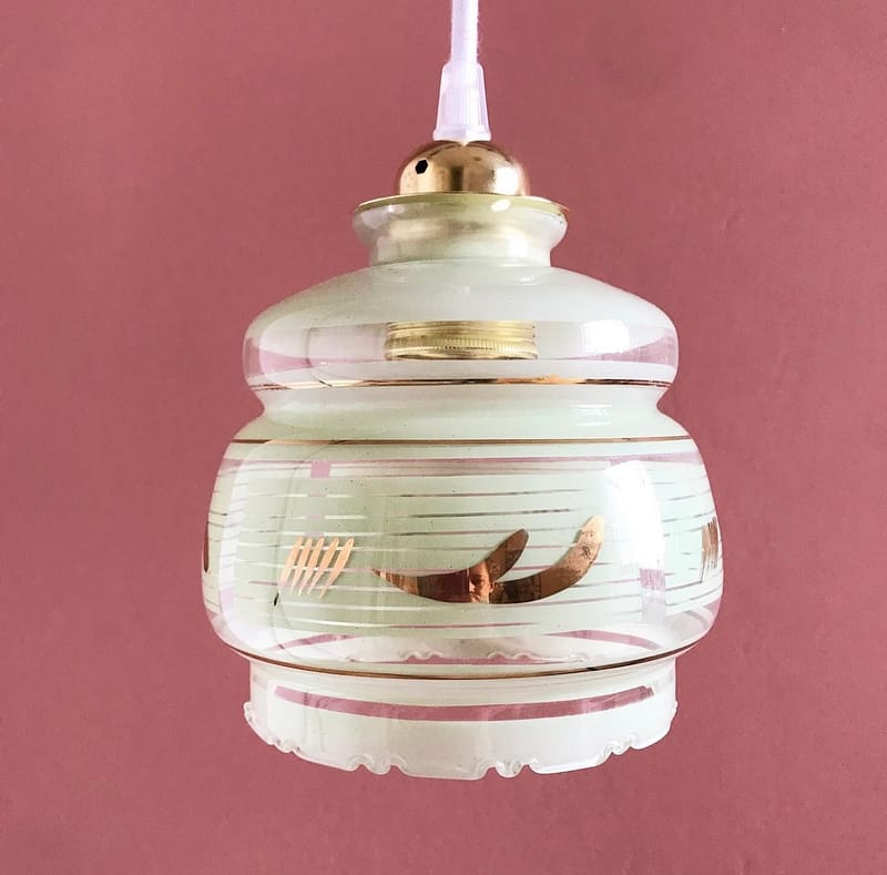 Vintage glazen hanglamp Minty Gold | Vintage Vedette