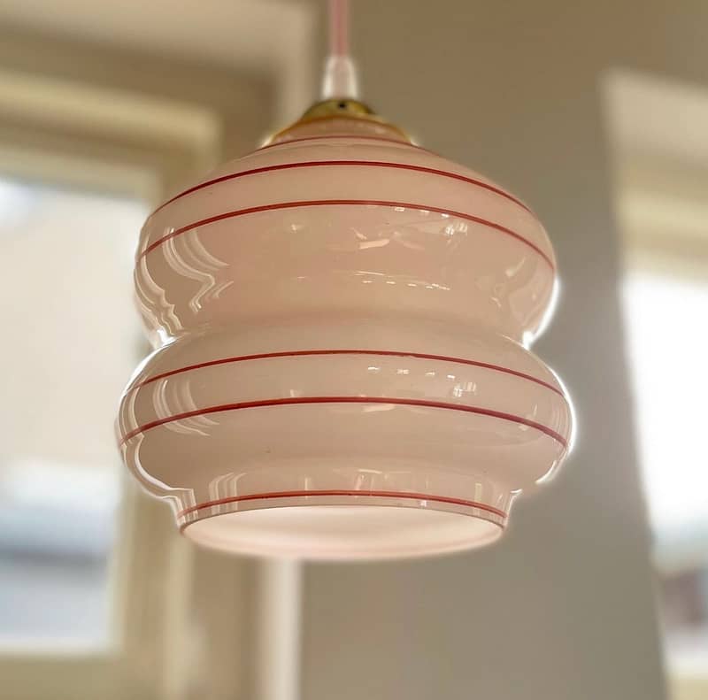 Pink Velvet Glazen Hanglamp | Vintage Vedette