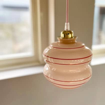 Pink Velvet Glazen Hanglamp | Vintage Vedette