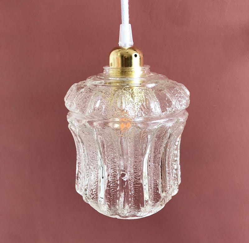 Vintage glazen hanglamp Blanco Jelly | Vintage Vedette